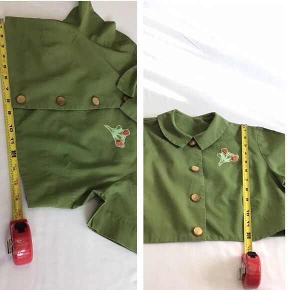 Vintage Carol Rodgers Junior Green Floral 2 Piece Dress With Bolero Jacket Set - Picture 14 of 16